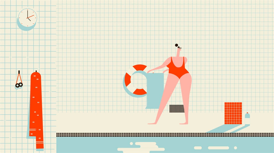 绘制扁平化泳池插画图片的Illustrator教程