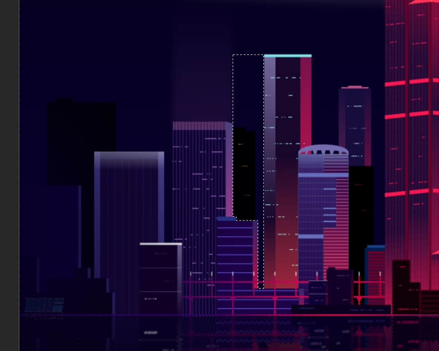 绘制绚丽多彩城市夜景光影插画的AI教程