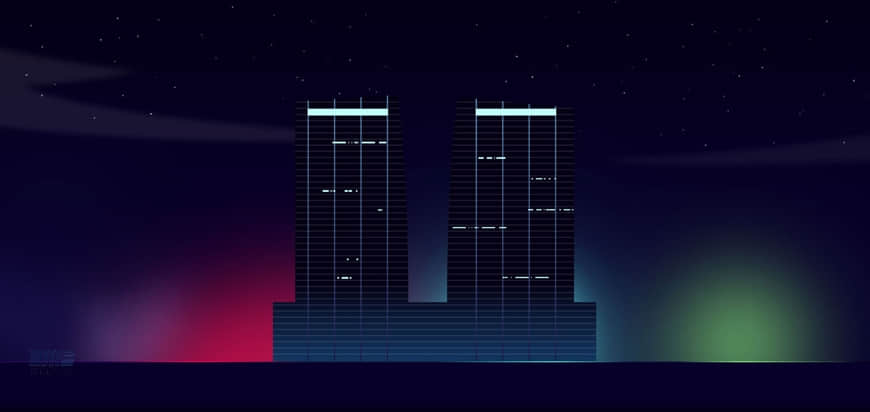 绘制绚丽多彩城市夜景光影插画的AI教程