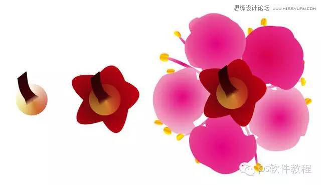CorelDRAW绘制鲜艳梅花树枝图片效果