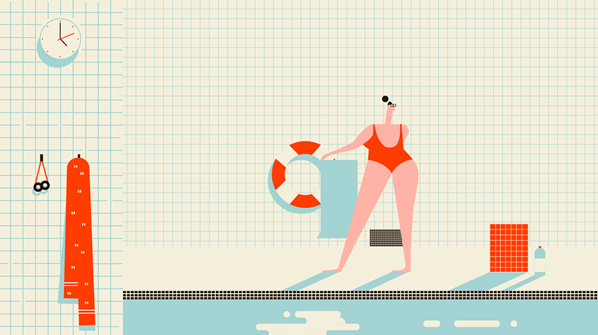 绘制扁平化泳池插画图片的Illustrator教程
